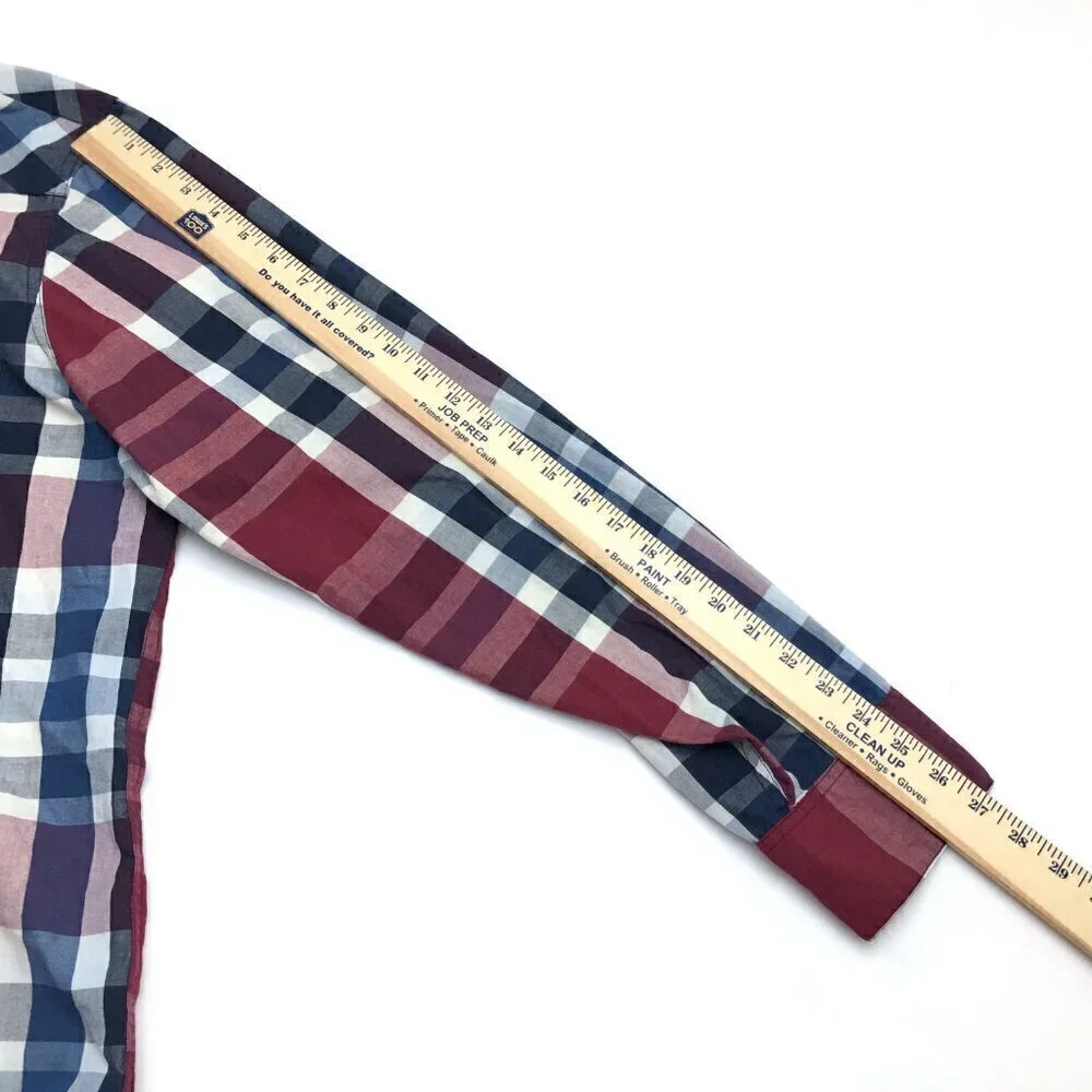 Levi's Shirt Men's Blue Burgundy Plaid Snap Front Long Sleeve Western XXL